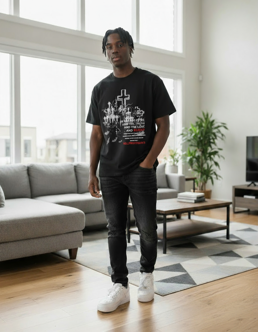 Hollywood Saints “In Darkness” Gothic black tee
