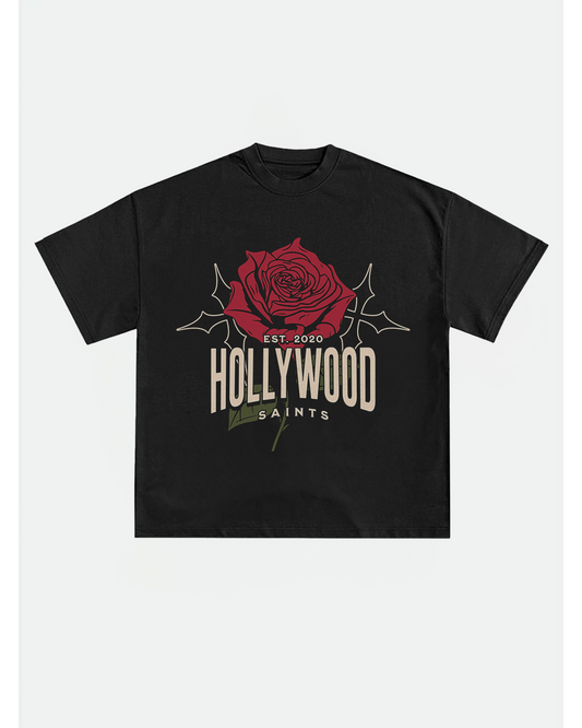 Hollywood Saints Rose Of Love graphic Black T Shirt